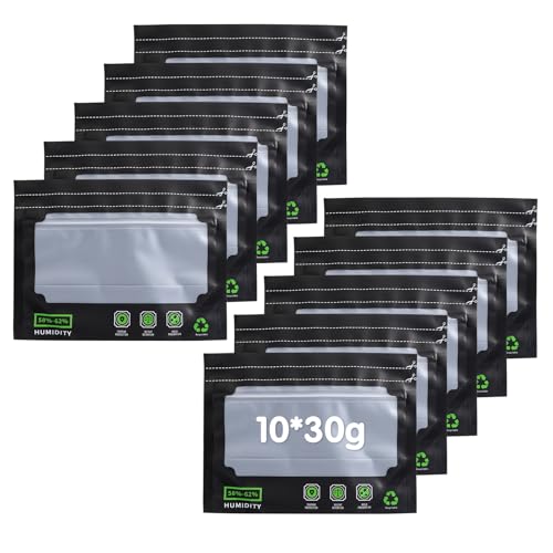 10 Stück für 30g Terploc Grove Bags, Wiederverwendbare Aufbewahrungsbeutel, Luftdichte Aufbewahrungsbeutel Sauerstoff- und Feuchtigkeitsregulierend mit Integrierter Feuchtigkeitskontrolle (58-62%) von INQUIRLLY