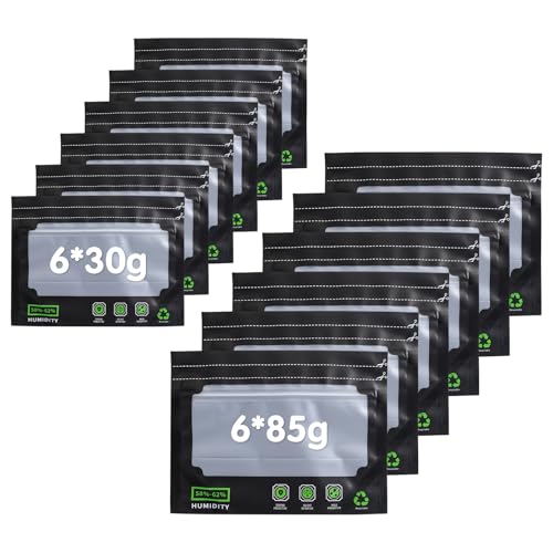 12 Stück für 30g/85g Terploc Grove Bags, Wiederverwendbare Aufbewahrungsbeutel, Luftdichte Aufbewahrungsbeutel Sauerstoff- und Feuchtigkeitsregulierend mit Integrierter Feuchtigkeitskontrolle (58-62%) von INQUIRLLY