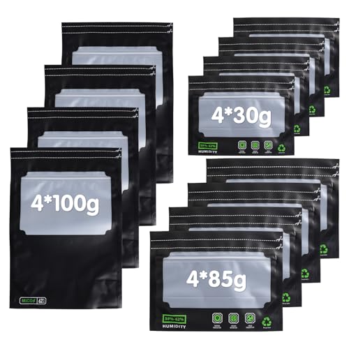 12 für 30g/85g/100g Terploc Grove Bags, Wiederverwendbare Aufbewahrungsbeutel, Luftdichte Aufbewahrungsbeutel Sauerstoff und Feuchtigkeitsregulierend mit Integrierter Feuchtigkeitskontrolle (58-62%) von INQUIRLLY