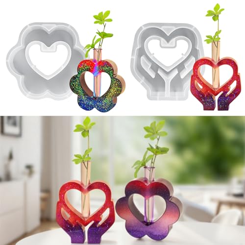 Silikonform Herz Vase, 2 Stück Silikonformen Gießformen Frühling, Gießformen Silikon Herz Blumenvase Epoxidharz Formen mit 2 Acryl Reagenzgläsern, Vase Gießformen für Vasen, DIY Handwerk Silikonform Herz Vase, 2 Stück Silikonformen Gießformen Frühling, Gießformen Silikon Herz Blumenvase Epoxidharz Formen mit 2 Acryl Reagenzgläsern, Vase Gießformen für Vasen, DIY Handwerk von INQUIRLLY