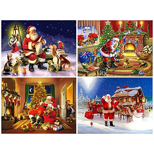 INSANYJ Diamond Painting Weihnachten Set, 4 Stück 5D Diamant Painting Bilder Erwachsene Kinder mit Diamond Painting Zubehör, Daiments Painting Bilder Groß für Geschenke und Hauswanddekorationen von INSANYJ