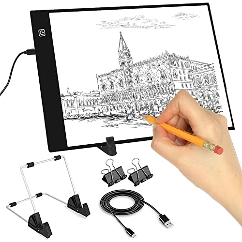 INSANYJ Leuchttisch A4 für Diamond Painting Zubehör, Einstellbare Helligkeit Lichtplatten mit Ständer für Diamant Painting, Malen, Designen, Zeichnen Skizzieren von INSANYJ