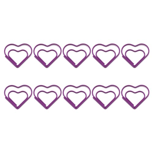 10 Stück Herz-Büroklammern, Metall-Lesezeichen, bunte Planer-Verschlüsse für Schule, Büro, Metallplaner, kleine Lesezeichen, Herz, Papier für Studenten von INSEOWI