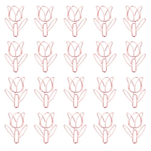 Büroklammern in Tulpenform, Metall, Planer-Clip, dekorative kleine Lesezeichen, Bürobedarf, Metall, dekorative Tulpenform, kleine Lesezeichen, 20 Stück von INSEOWI