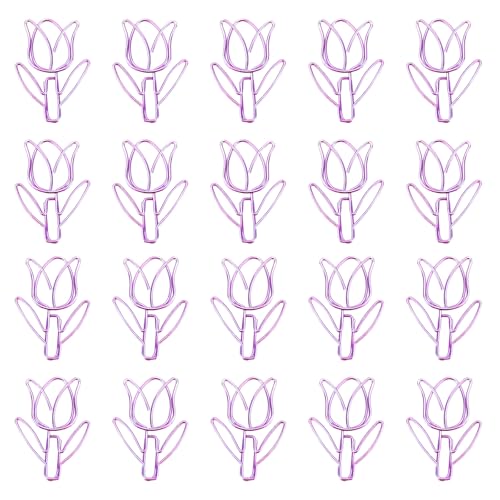 Büroklammern in Tulpenform, Metall, Planer-Clip, dekorative kleine Lesezeichen, Bürobedarf, Metall, dekorative Tulpenform, kleine Lesezeichen, 20 Stück von INSEOWI