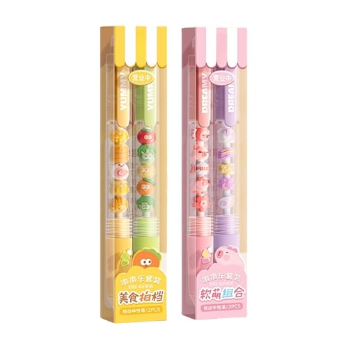 INSEOWI Gelschreiber, einziehbar, mit Perlen, schnelltrocknend, reibungsloses Schreiben, für Studenten, Erwachsene, Notizen, Tagebücher, Bären, 2/4 Stück von INSEOWI