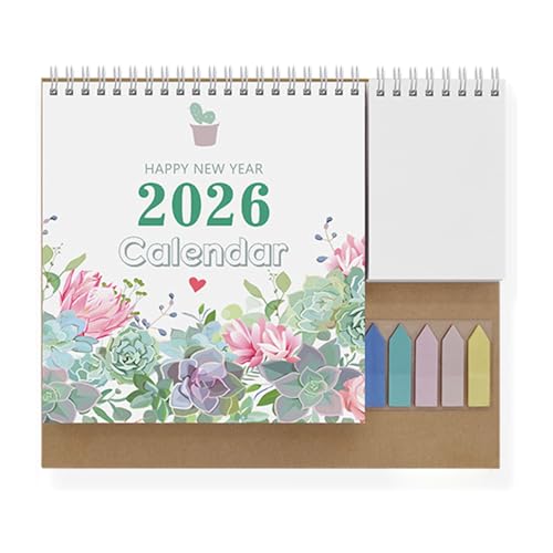 Schreibtischkalender 2026, Twin-Coil, 12 Monate, Jan-Dez, mit Notizblock und Aufkleber, Büro-Tischplaner für Zuhause, effizienter Tagesplaner, Notizbuch von INSEOWI