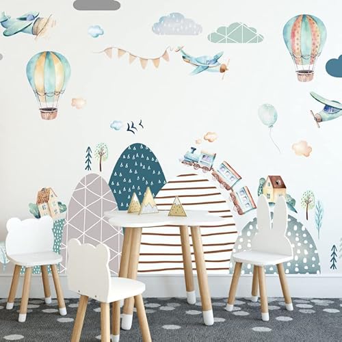 INSPIO Selbstklebende Wandtattoos - Berge, Flugzeuge, Ballons und ein Zug. Diese Sticker sollten in jedem Zimmer sein, das im skandinavischen Stil eingerichtet worden ist. von INSPIO