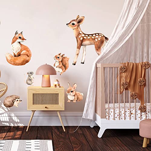 INSPIO Wandsticker Waldtiere Babyzimmer Wandtattoo für Kinder Reh Fuchs Maus Igel Hase Eichhörnchen Wandaufkleber Kinderzimmer Spielzimmer von INSPIO