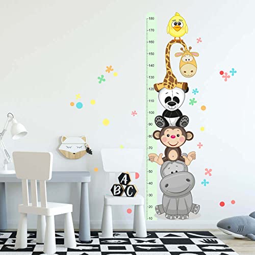 INSPIO Wandtattoo Kinderzimmer Messlatte 180 cm Textil Wandsticker Tiere Kinder Aufkleber Wanddeko für Spielzimmer Wachstum Diagramm Wandlineal für Junge Mädchen Wanddekor von INSPIO