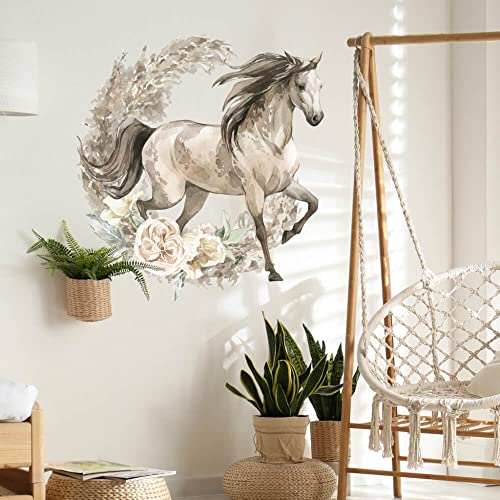 INSPIO Wandtattoo Pferd im Boho-Stil Wandsticker Kinderzimmer Mädchen Jungen Wandaufkleber Tiere Pony Spielzimmer Wanddeko Wildpferd Braun von INSPIO