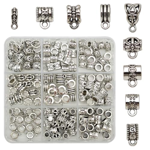 INSPIRELLE 144 Stück Antik-Silber-Ösen, Metalllegierung, Bügelperlen für Armbänder, Halsketten, Ohrringe, Schmuckherstellung von INSPIRELLE