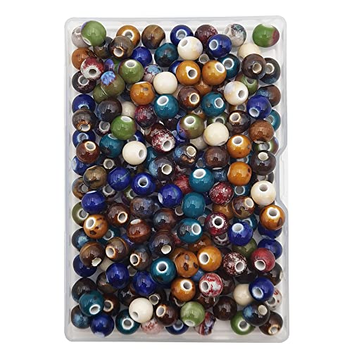 INSPIRELLE 180 Stück Porzellan-Perlen, chinesische runde Keramikperlen, 8 mm, für handgefertigte Schmuckherstellung, Armbänder, Halskettenherstellung, variable Glasur von INSPIRELLE