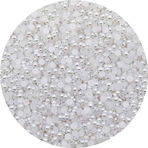 INSPIRELLE 3600 Stück weiße Cabochon-Perlen mit flacher Rückseite, flache Rückseite, flache Rückseite, für Bastelarbeiten von INSPIRELLE