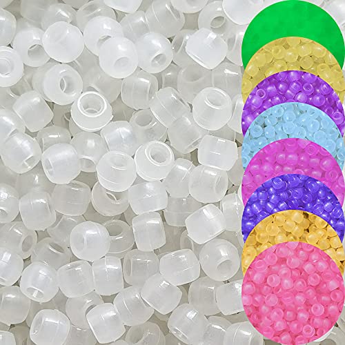INSPIRELLE 700 Stück UV-Perlen, leuchtende Perlen, wechselnde UV-reaktive Kunststoffperlen, die im Dunkeln leuchten, Spaß für Schmuckarmbänder herstellen, 8 x 6 mm von INSPIRELLE