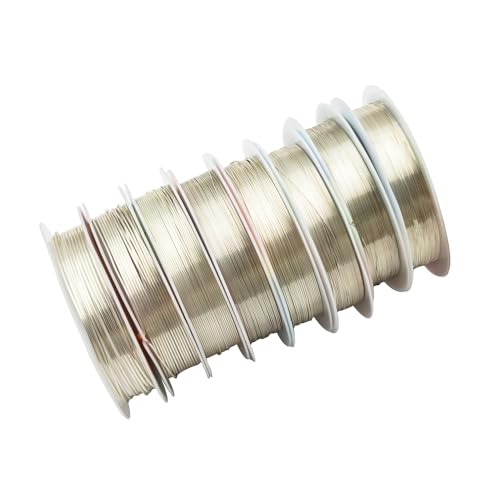 INSPIRELLE 8 Packungen nylonbeschichteter Kupferdraht, glänzend, silberfarben, langlebig, verschiedene Größen, Bastelschmuck, Perlendraht für Anfänger, 32–18 Gauge von INSPIRELLE