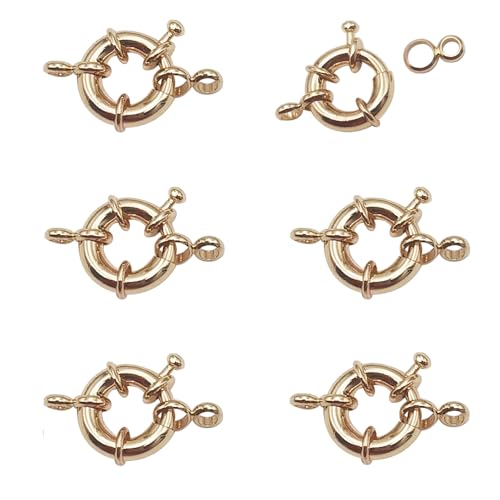 INSPIRELLE Federringverschlüsse, 13 mm, langlebig, blassvergoldet, nautisches Design, mit Schlaufe, Seemannsverschlüsse für Schmuckherstellung, 6 Stück von INSPIRELLE