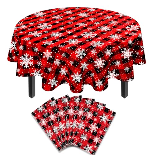 6 Pack Weihnachten Karierte Tischdecke Schneeflocke Tischdecke Buffalo Plaid Tischdecke 84 Zoll Einweg Runde rot und schwarz Buffalo Plaid Tischdecke für Xmas Party Dekor Winterurlaub 6 Pack Weihnachten Karierte Tischdecke Schneeflocke Tischdecke Buffalo Plaid Tischdecke 84 Zoll Einweg Runde rot und schwarz Buffalo Plaid Tischdecke für Xmas Party Dekor Winterurlaub von INSPIREYEE
