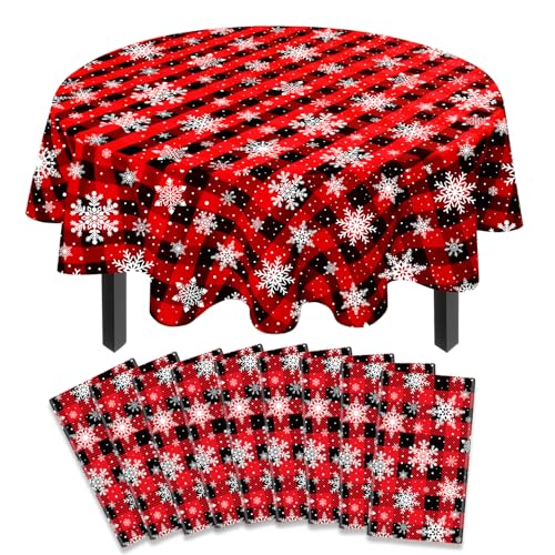 9 Pack Weihnachten Karierte Tischdecke Schneeflocke Tischdecke Buffalo Plaid Tischdecke 84 Zoll Einweg Runde rot und schwarz Buffalo Plaid Tischdecke für Xmas Party Dekor Winterurlaub 9 Pack Weihnachten Karierte Tischdecke Schneeflocke Tischdecke Buffalo Plaid Tischdecke 84 Zoll Einweg Runde rot und schwarz Buffalo Plaid Tischdecke für Xmas Party Dekor Winterurlaub von INSPIREYEE