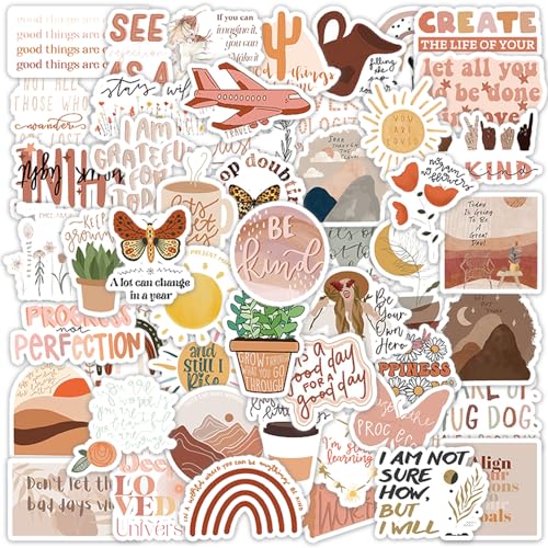 INSPUTOL Boho-Ästhetik-Sticker-Set, 50 wasserfeste Vintage-Sticker für Laptop, Wasserflasche, Koffer, Gitarre, Scrapbook-Zubehör INSPUTOL Boho-Ästhetik-Sticker-Set, 50 wasserfeste Vintage-Sticker für Laptop, Wasserflasche, Koffer, Gitarre, Scrapbook-Zubehör von INSPUTOL