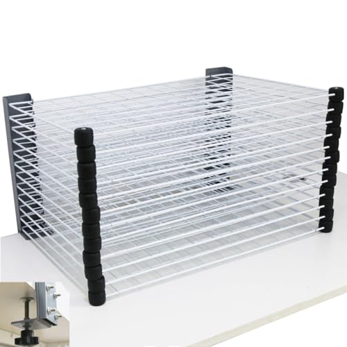 INTBUYING Kunst-Trockenständer für den Tisch, fest, gefliest, tragbar, Kunstaufbewahrung, Trockengestell für Klassenzimmer, Kunststudios (12 Regale), 61 x 41 x 42,4 cm von INTBUYING