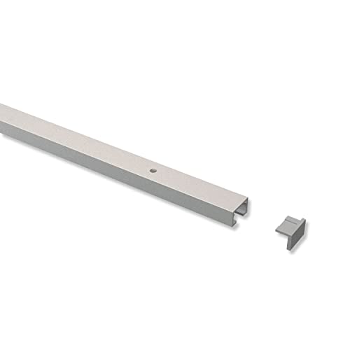 Interdeco Gardinenschienen vorgebohrt Silber-Grau 1-läufige Vorhangschienen aus Aluminium, Primax, 100 cm von INTERDECO