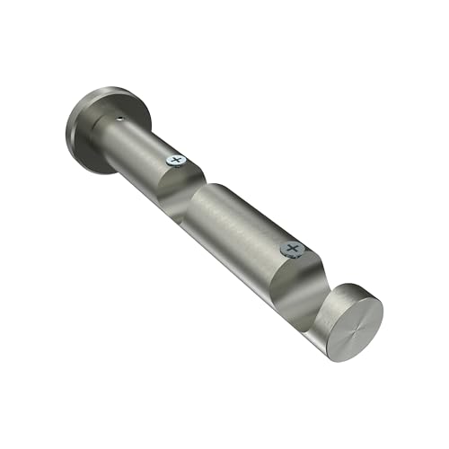 Interdeco Gardinenstangen Doppel-Wandhalter/Träger Edelstahl Optik 7,5 und 14,5 cm Abstand offen 2-läufig 20 mm Ø Platon (2 Stück) von INTERDECO