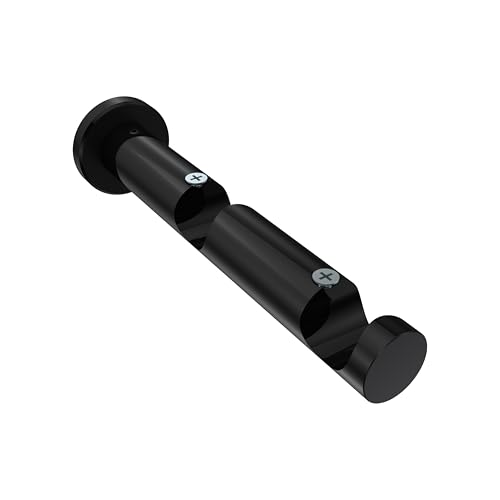 Interdeco Gardinenstangen Doppel-Wandhalter/Träger Schwarz 7,5 und 14,5 cm Abstand offen 2-läufig 20 mm Ø Platon (2 Stück) von INTERDECO
