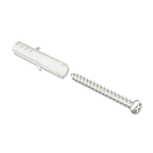 Interdeco Schrauben mit Rundkopf 3x30 mm und Dübel für Gardinenschienen Primax (10 Stück) von INTERDECO