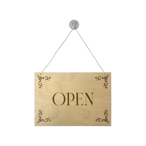 Schild "Open – CLOSED" aus unbehandeltem Holz, Format A4, mit Saugnapf-Befestigung Schild "Open – CLOSED" aus unbehandeltem Holz, Format A4, mit Saugnapf-Befestigung von INTERFACE-PLV