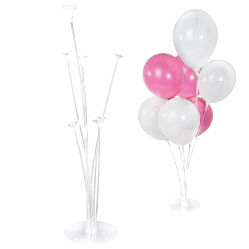 Intirilife Ballonständer für 7 Ballons in Transparent - 70/56 / 36 cm Höhe - Halter Ständer für Luftballons Dekoration für Party Hochzeit Geburtstag Babyparty von INTIRILIFE