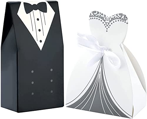 INTVN 100 Stück Bonbonschachteln für Hochzeit, 50 Stück schwarz Brautpaar + 50 Stück Braut, weiß, für Hochzeit, Schokolade, Süßigkeiten und Geschenkboxen INTVN 100 Stück Bonbonschachteln für Hochzeit, 50 Stück schwarz Brautpaar + 50 Stück Braut, weiß, für Hochzeit, Schokolade, Süßigkeiten und Geschenkboxen von INTVN