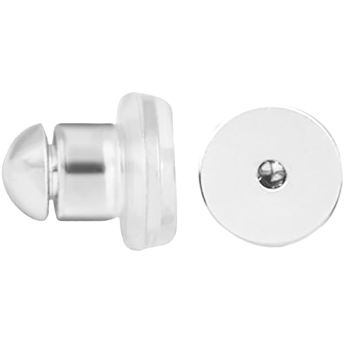 Verriegelbare Ohrring-Verschlüsse für Ohrstecker mit Sicherheitskappe, passend für 0,9–1,2 mm Pfosten, 18 Karat vergoldetes Kupfer, Anti-Poke-hypoallergene Ohrring-Heber, 2 Stück (Silber) von INUSO