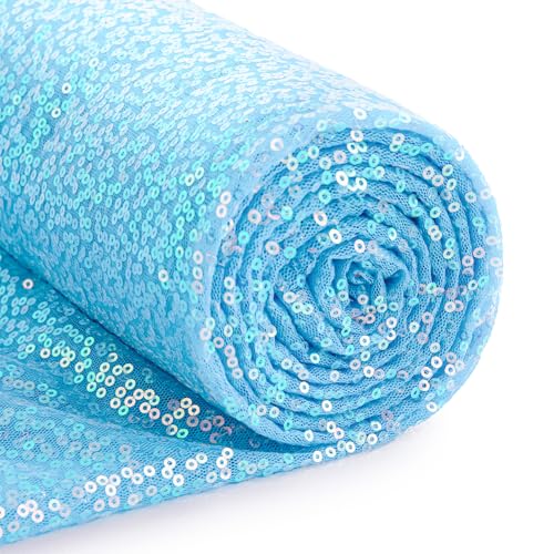 INVGEEXI Hellblauer Paillettenstoff von The Yard, 4,5 m, glitzerndes Pailletten-Material für Hochzeit/Brautjungfernkleider, Party-Kostüme, Tischdecken, DIY-Nähprojekte INVGEEXI Hellblauer Paillettenstoff von The Yard, 4,5 m, glitzerndes Pailletten-Material für Hochzeit/Brautjungfernkleider, Party-Kostüme, Tischdecken, DIY-Nähprojekte von INVGEEXI