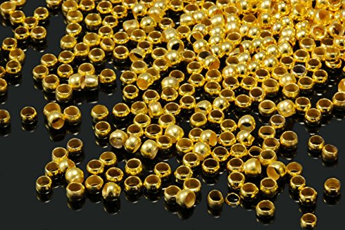 INWARIA (0,03€/1Stk.) Quetschperlen Ø 2,5/3/4 mm Quetschröhrchen 50/100/500 Perlen Metallperlen, S39 (4mm - 100 Stück, Goldfarben) von inwaria