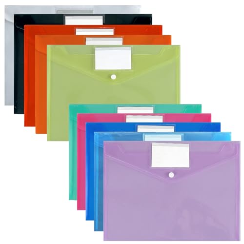 10 Stück Dokumententasche A4 mit Etikettentasche, Klarsichthülle Dokumentenmappe A4 zum Abheften Wasserdicht Sammelmappen für DokumenteOrganisierenDatei,Papier,Quittungen,Hausaufgaben, Farbenfrohe 10 Stück Dokumententasche A4 mit Etikettentasche, Klarsichthülle Dokumentenmappe A4 zum Abheften Wasserdicht Sammelmappen für DokumenteOrganisierenDatei,Papier,Quittungen,Hausaufgaben, Farbenfrohe von INYEEXUP