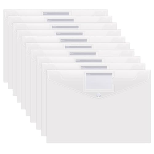 10 Stück Dokumententasche A4 mit Etikettentasche, Klarsichthülle Dokumentenmappe A4 zum Abheften Wasserdicht Sammelmappen für DokumenteOrganisierenDatei,Papier,Quittungen,Hausaufgaben,Schulbüro von INYEEXUP