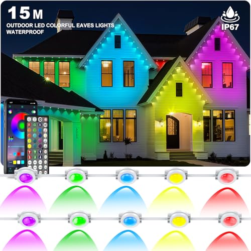 INZIDOL Permanent Outdoor Lights,15m RGB Waterproof Eaves Lights Outdoor, IP 68 Outdoor Fairy Lights for Christmas Lighting, Party Daily RGB Roof Edge Lighting with App Control INZIDOL Permanent Outdoor Lights,15m RGB Waterproof Eaves Lights Outdoor, IP 68 Outdoor Fairy Lights for Christmas Lighting, Party Daily RGB Roof Edge Lighting with App Control von INZIDOL