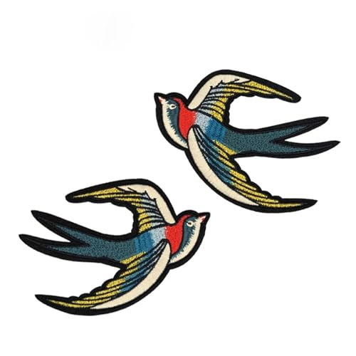 1 Paar Stickerei-Patch, Schwalben-Stickaufkleber, Reparatur Für Jacken Jeans Kleidung(Color-4) von IOEUIWP