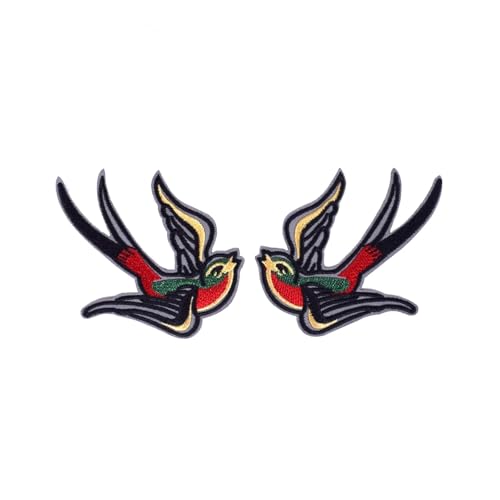 1 Paar Stickerei-Patch, Schwalben-Stickaufkleber, Reparatur Für Jacken Jeans Kleidung(Grey Swallow) von IOEUIWP