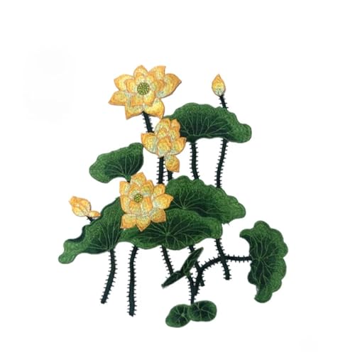 1 Stück Lotusblüten-Aufnäher For Aufnähen Kleidung, DIY, Taschen, Mantel, Jeans, Zubehör, 36 X 31 Cm Für Jacken Jeans Kleidung(Yellow) von IOEUIWP