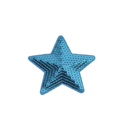 10 Stück große Pailletten-Stern-Aufnäher, Stickerei, glitzernde Stoff-Applikationen, DIY, Patchwork, Basteln, Nähen, Jeans, Mäntel, Abzeichen, Anzüge Für Jacken Jeans Kleidung(Light Blue) von IOEUIWP