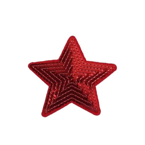 10 Stück große Pailletten-Stern-Aufnäher, Stickerei, glitzernde Stoff-Applikationen, DIY, Patchwork, Basteln, Nähen, Jeans, Mäntel, Abzeichen, Anzüge Für Jacken Jeans Kleidung(Red) von IOEUIWP