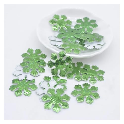 120 Stück glitzernde silberne Schneeflocken-Stoffapplikationen for Aufnähen, Weihnachtsdekoration, Zubehör, Kleidung, Tasche, Hut, DIY-Aufnäher Für Jacken Jeans Kleidung(Green) von IOEUIWP
