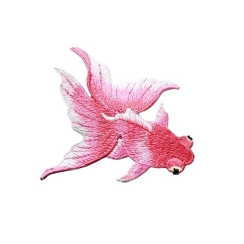 2 Stück Fisch-Nähaufkleber for Kleidung, Applikationen, DIY-Zubehör, bestickte Aufnäher for Kleidung Für Jacken Jeans Kleidung(Pink B left side) von IOEUIWP