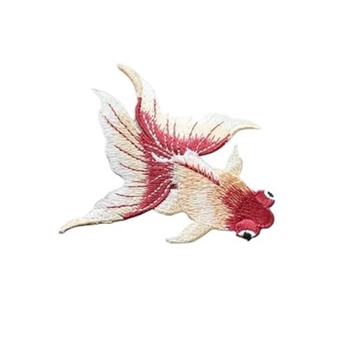 2 Stück Fisch-Nähaufkleber for Kleidung, Applikationen, DIY-Zubehör, bestickte Aufnäher for Kleidung Für Jacken Jeans Kleidung(Red left side A) von IOEUIWP