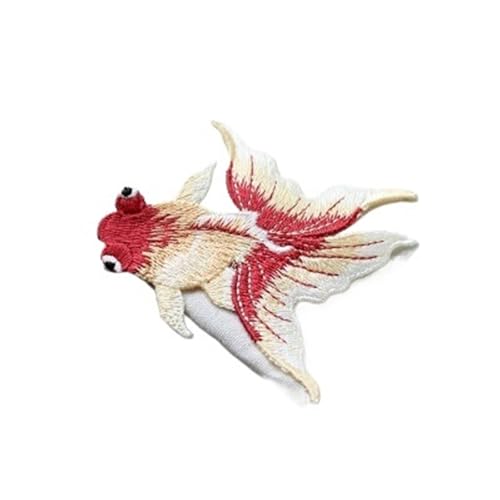 2 Stück Fisch-Nähaufkleber for Kleidung, Applikationen, DIY-Zubehör, bestickte Aufnäher for Kleidung Für Jacken Jeans Kleidung(Red right side B) von IOEUIWP