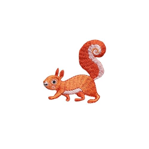 2 Stück bestickte süße Eichhörnchen-Aufnäher, Kappen, Taschen, DIY-Applikation, Stickerei, Parches, for Aufbügeln for Kleidung Für Jacken Jeans Kleidung(TYPE F) von IOEUIWP