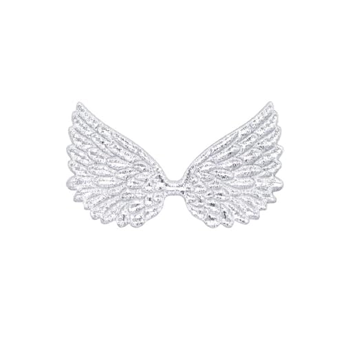 20 Stücke Doppelseitige Gold Und Silber Tuch Engel Flügel Applikationen Patches for DIY Handwerk Bogen Haarnadel Dekor Zubehör Für Jacken Jeans Kleidung(Silver) von IOEUIWP