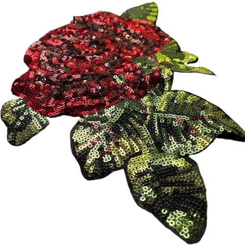 22CM * 18CM Rose Blume Patch Pailletten Aufkleber Nähen Auf Patches for Kleidung Applique Stickerei DIY Zubehör Für Jacken Jeans Kleidung(Right Side) von IOEUIWP